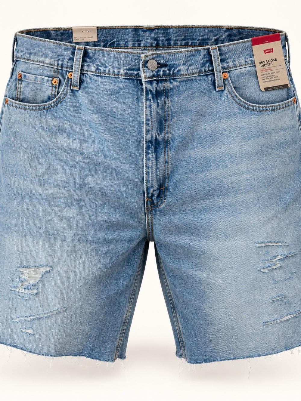 Levi's Light Wash Distressed Denim Shorts
